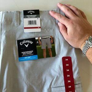 NWT Callaway Men's Stretch Opti Dri Media Pocket Performance Golf Short
